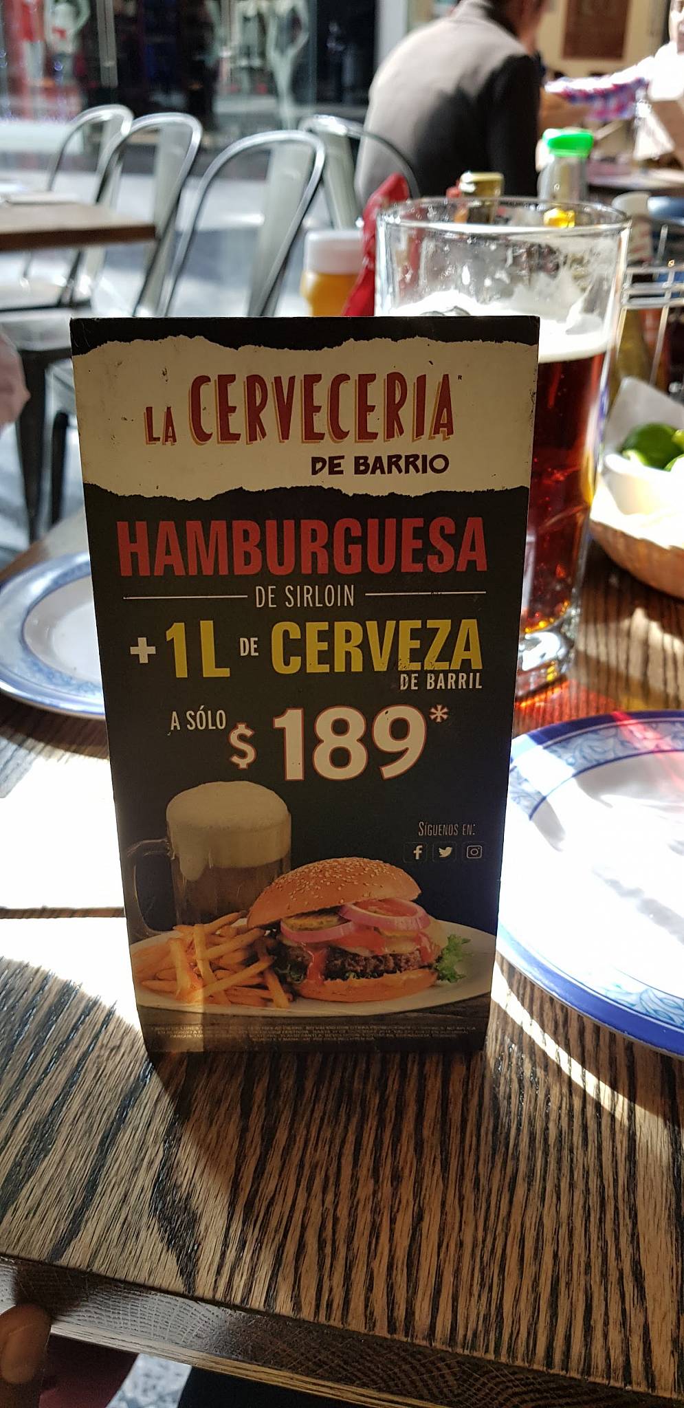 Carta de La Cervecería del Barrio, Ciudad López Mateos, Centro Comercial Toreo Parque Central