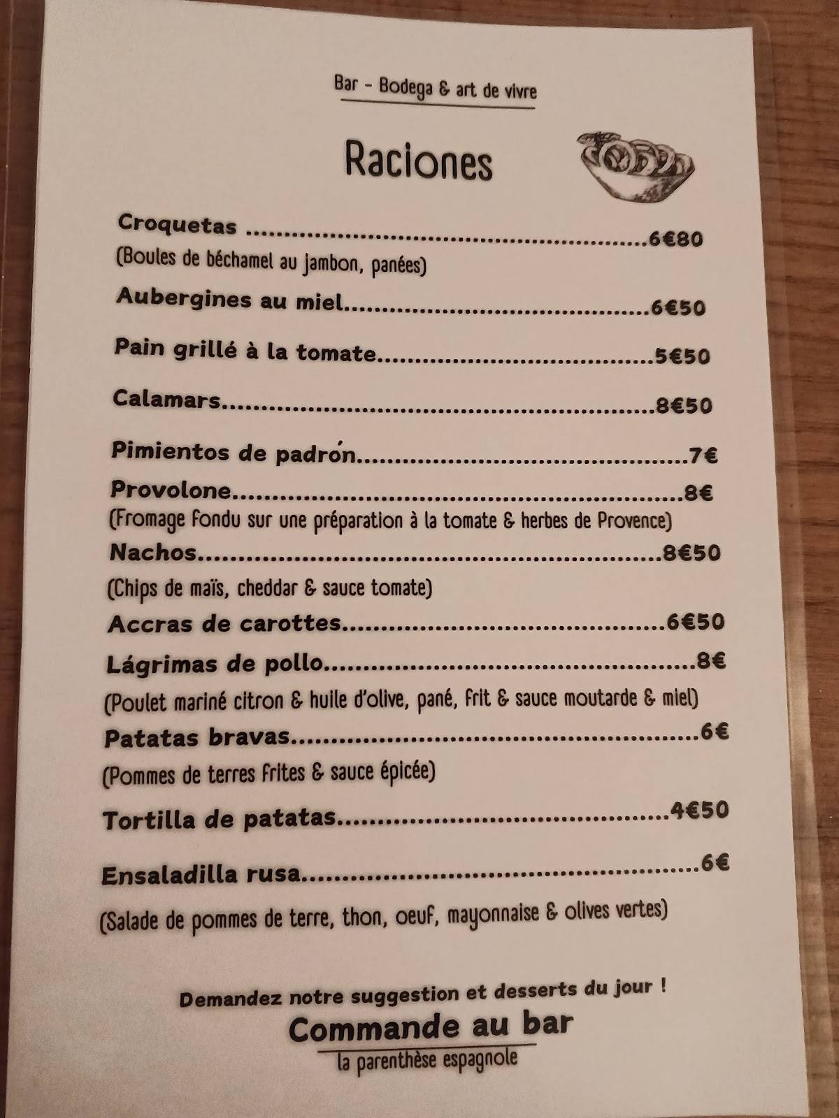Menu de La Clara