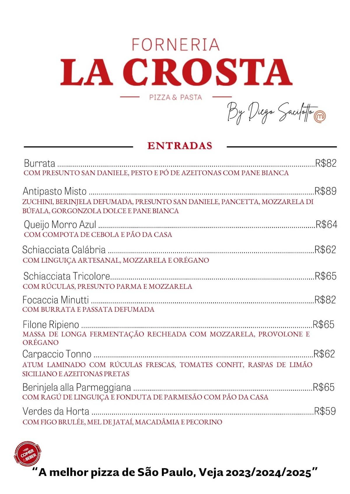 La Crosta Forneria cardápio