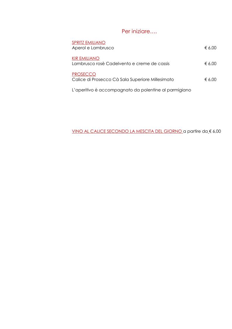 Menu di La Ferramenta del Gusto Emiliano 