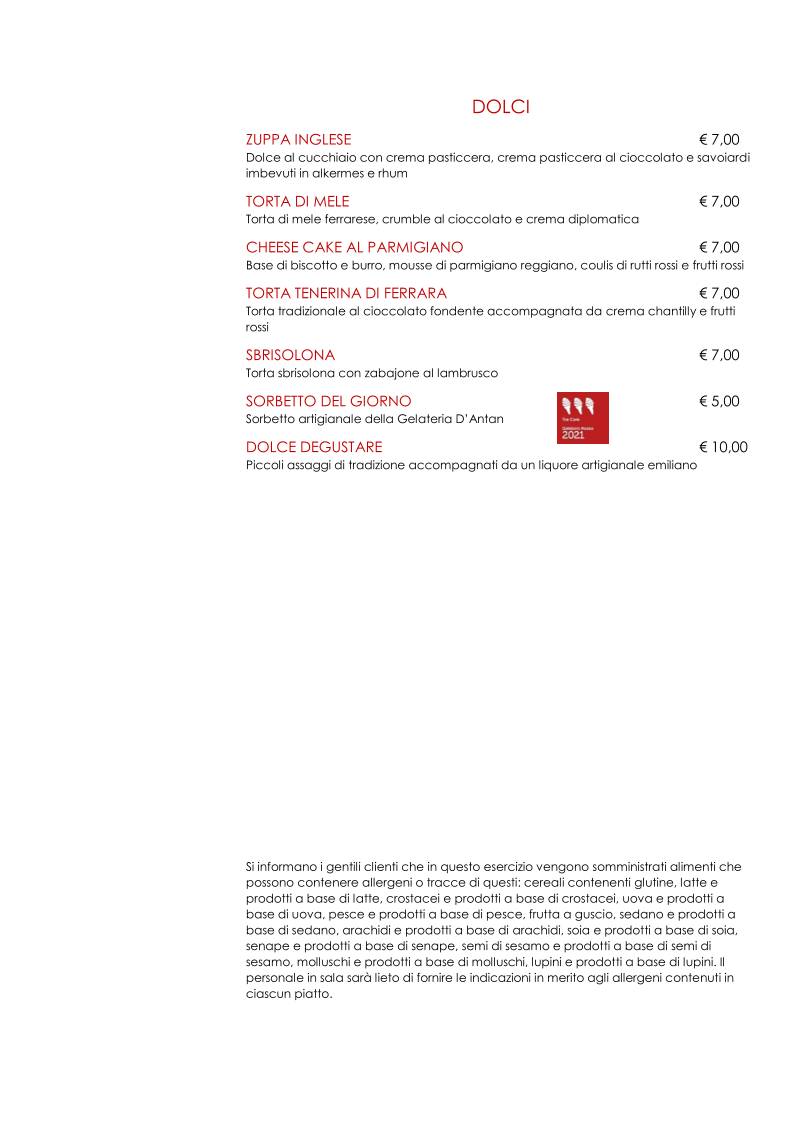 Menu di La Ferramenta del Gusto Emiliano 