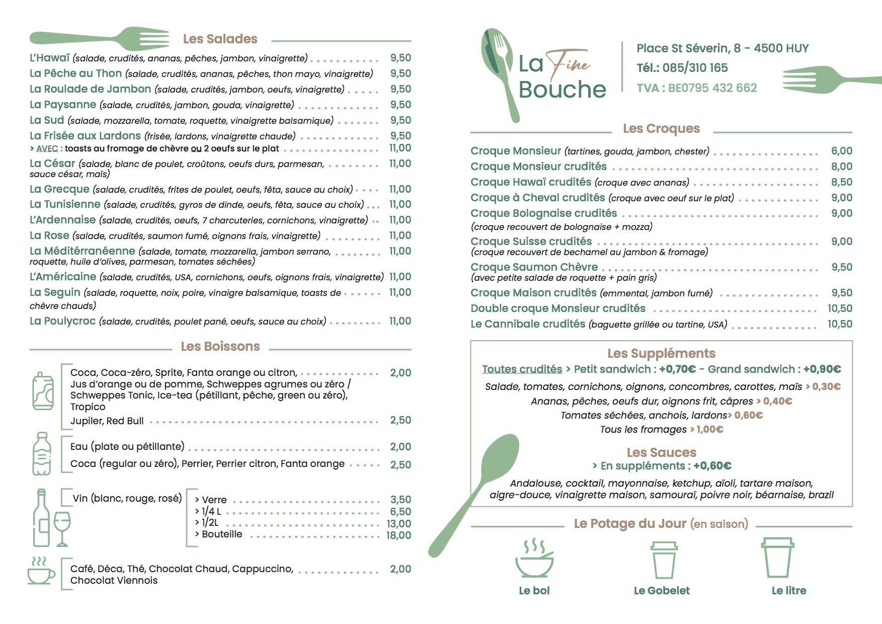 Menu au La Fine Bouche, Huy
