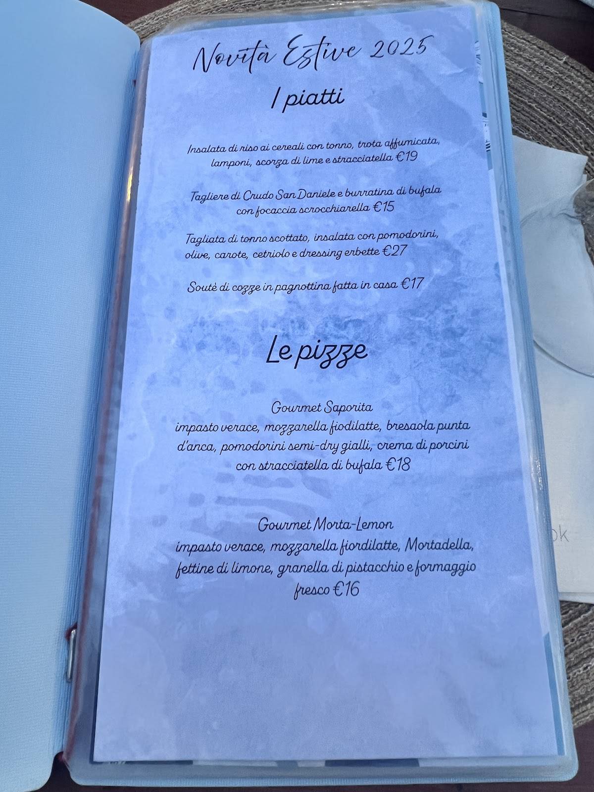 Menu di La Marinetta 