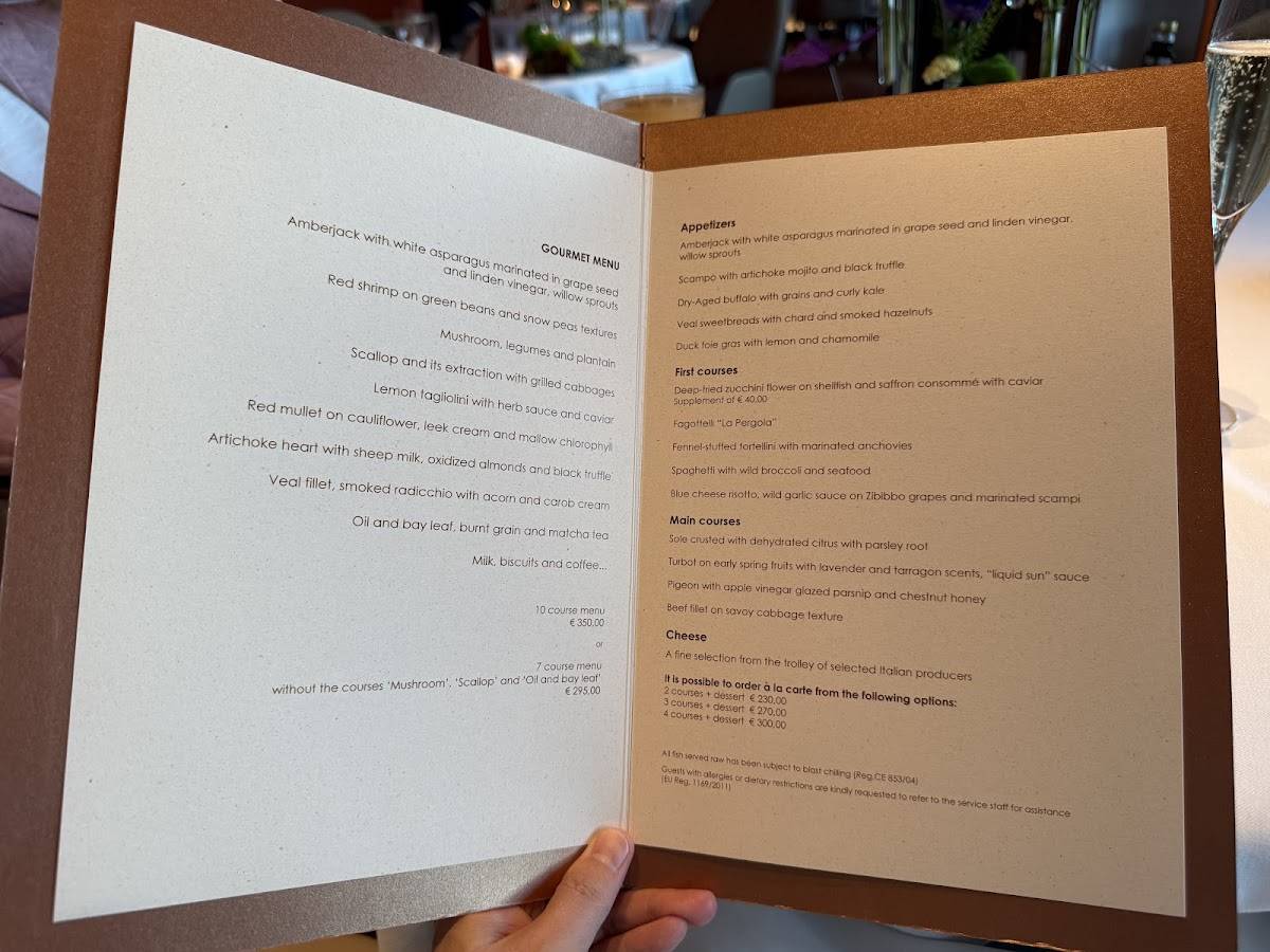 Menu di La Pergola 