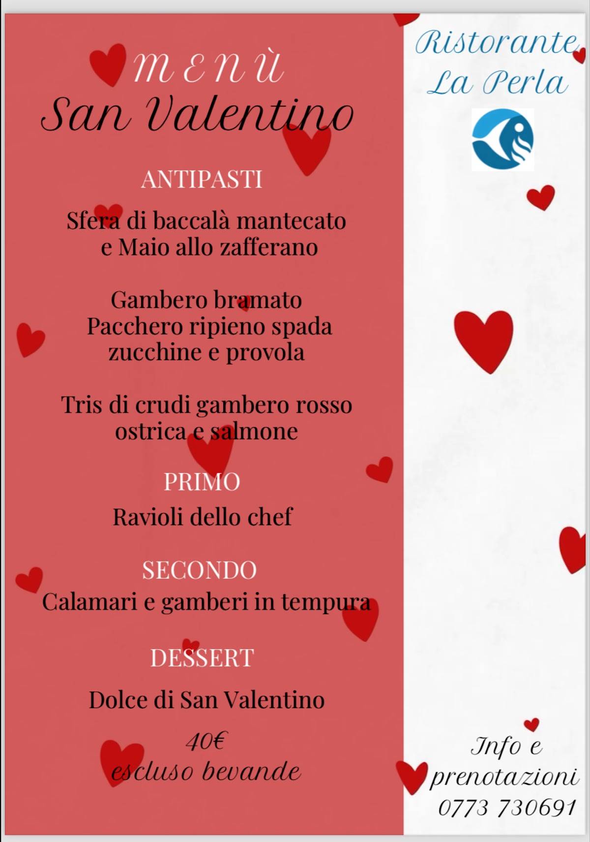 Menu di La Perla ristorante pizzeria 