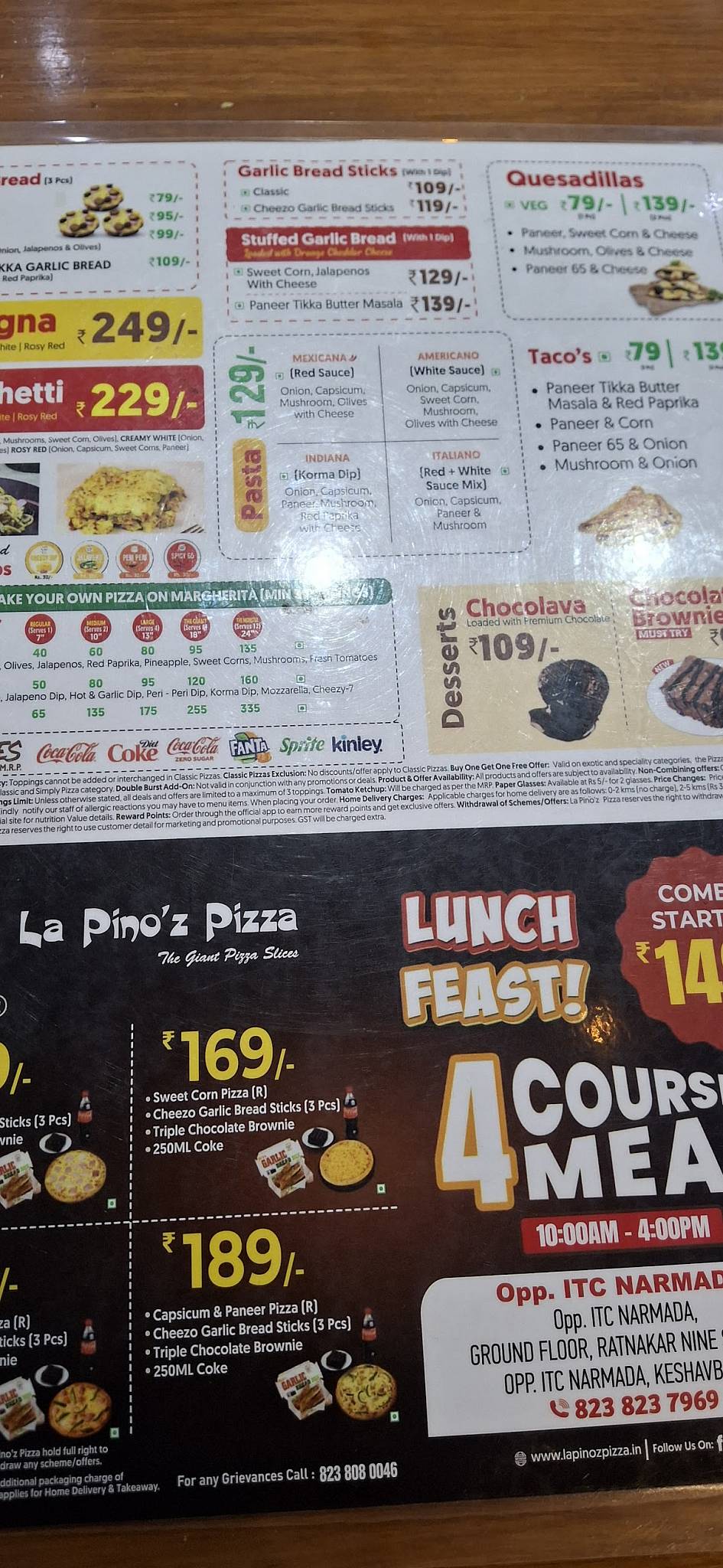La Pino'z Pizza Opp. ITC Narmada, Vastrapur menu