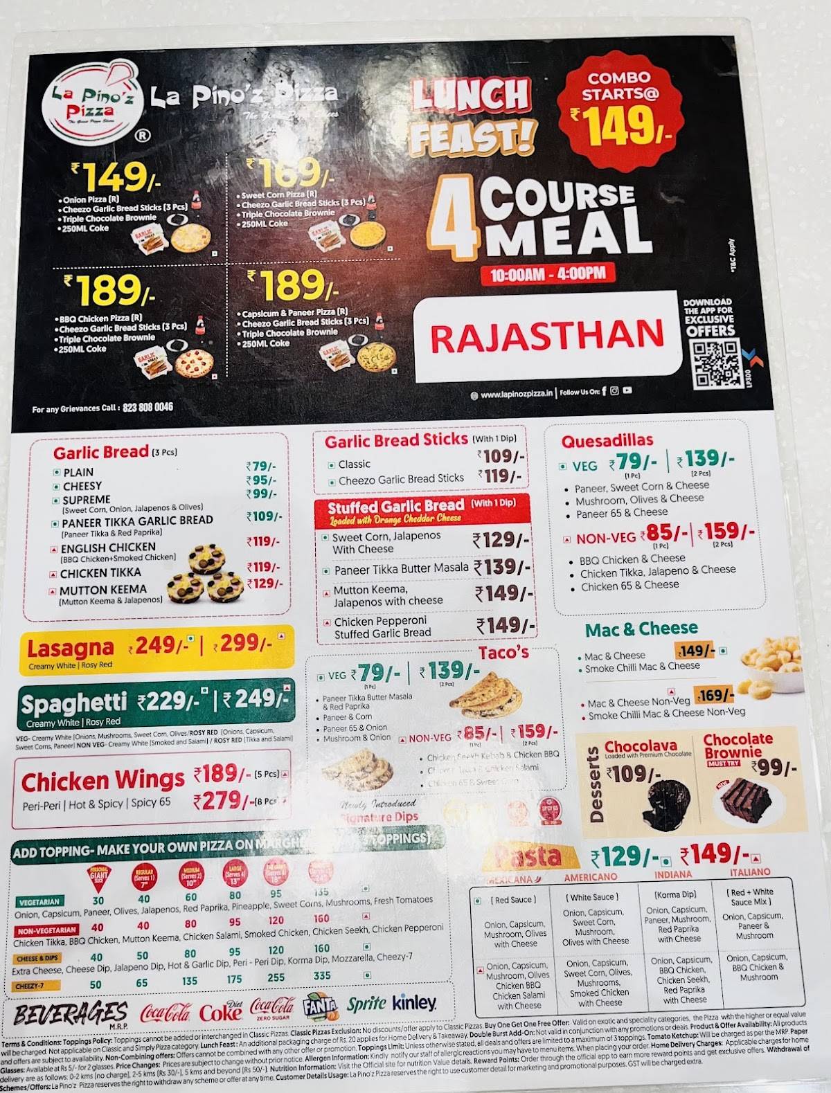 La Pino'z Pizza menu