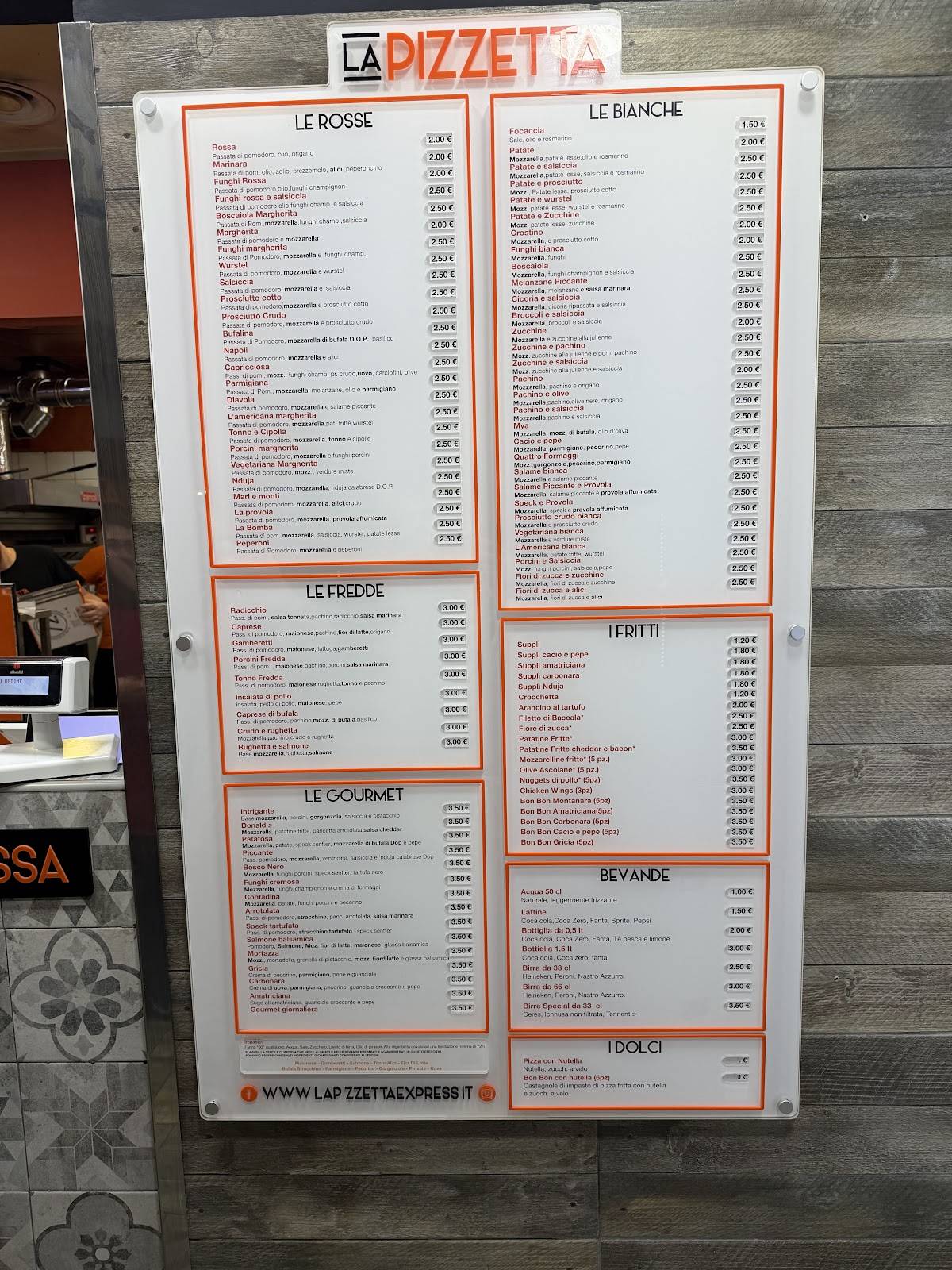 Menu di La Pizzetta (Ponte di Nona) 