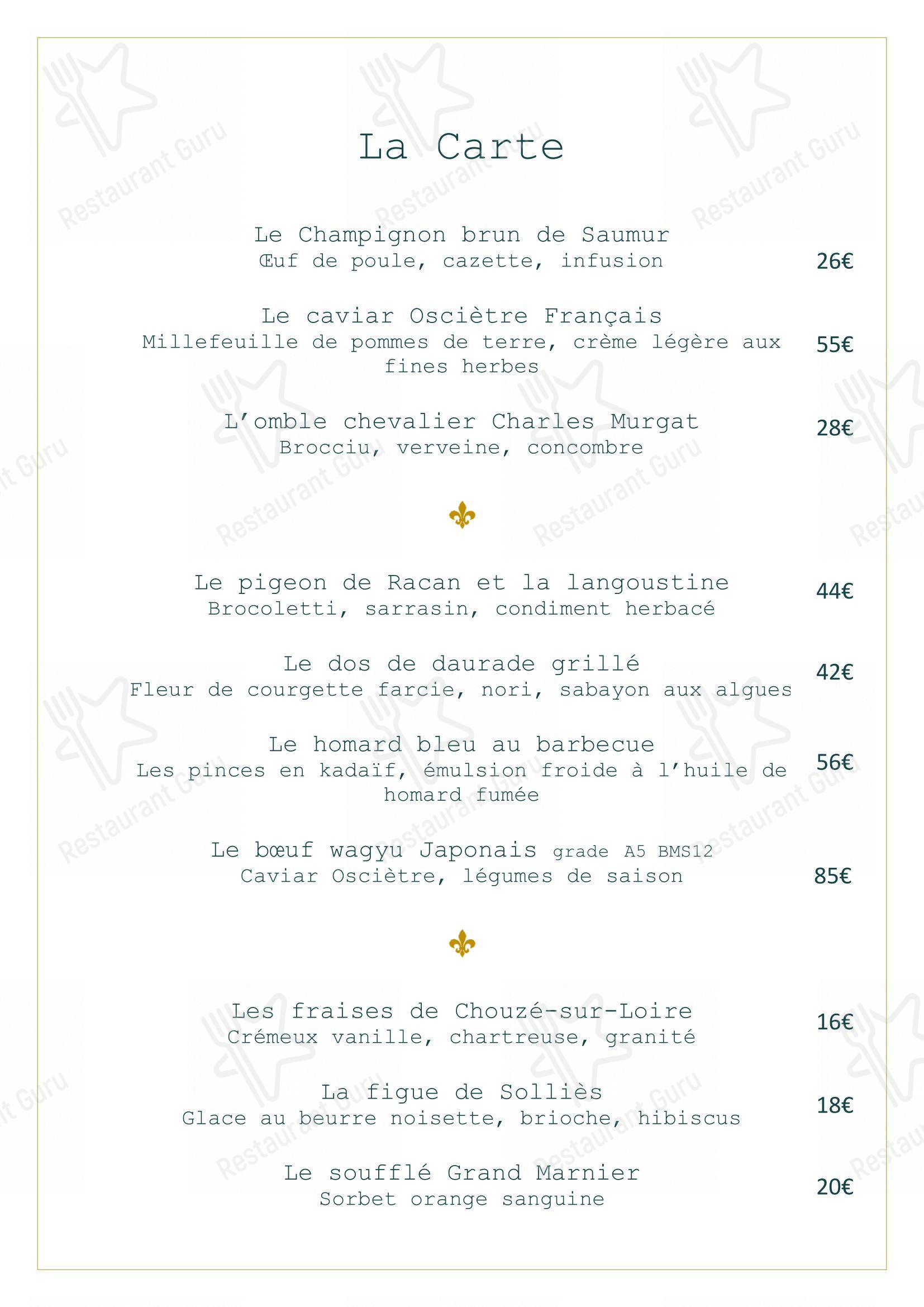 Menu bar pour La Roche Le Roy restaurant