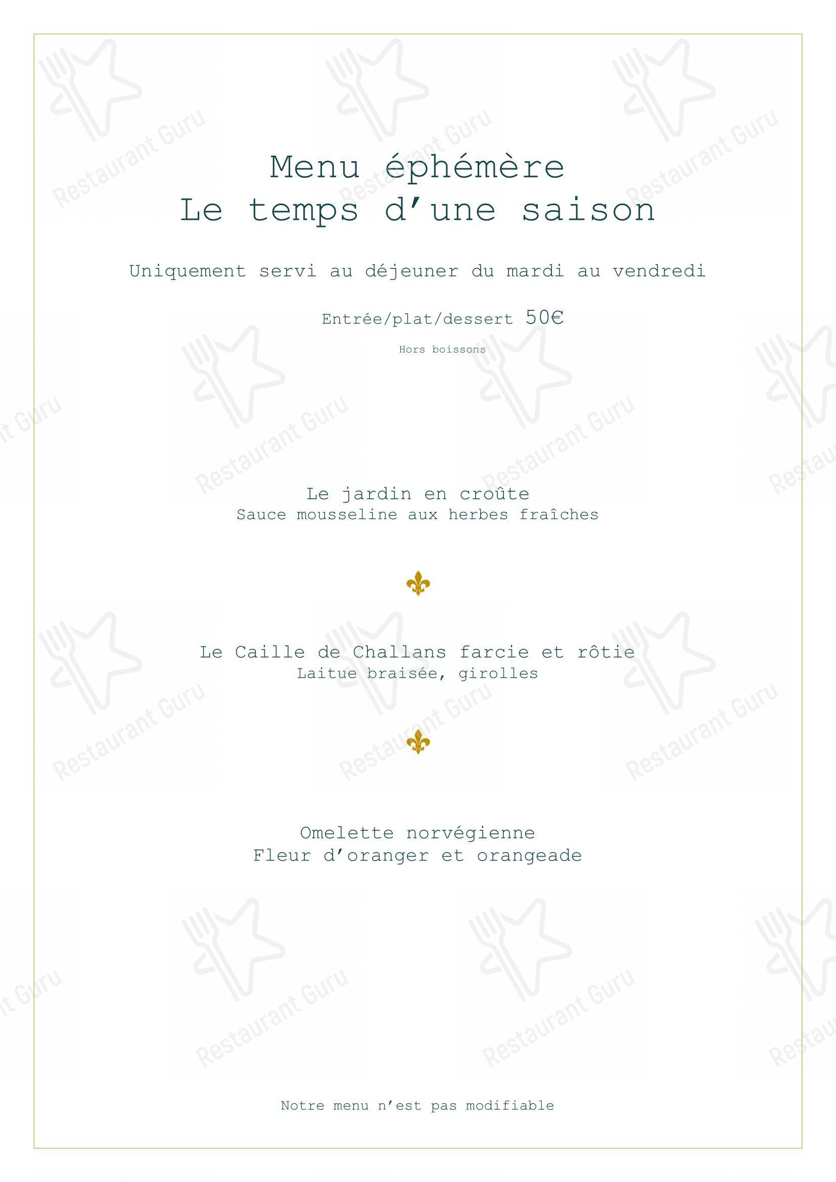 Menu bar pour La Roche Le Roy restaurant