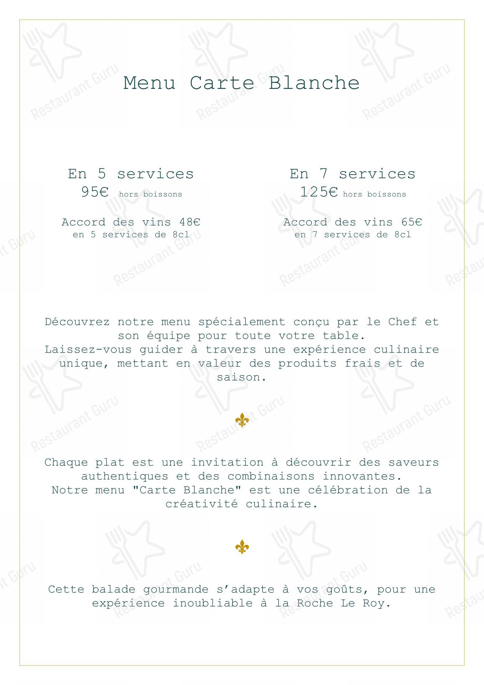 Menu pour La Roche Le Roy - Menu bar