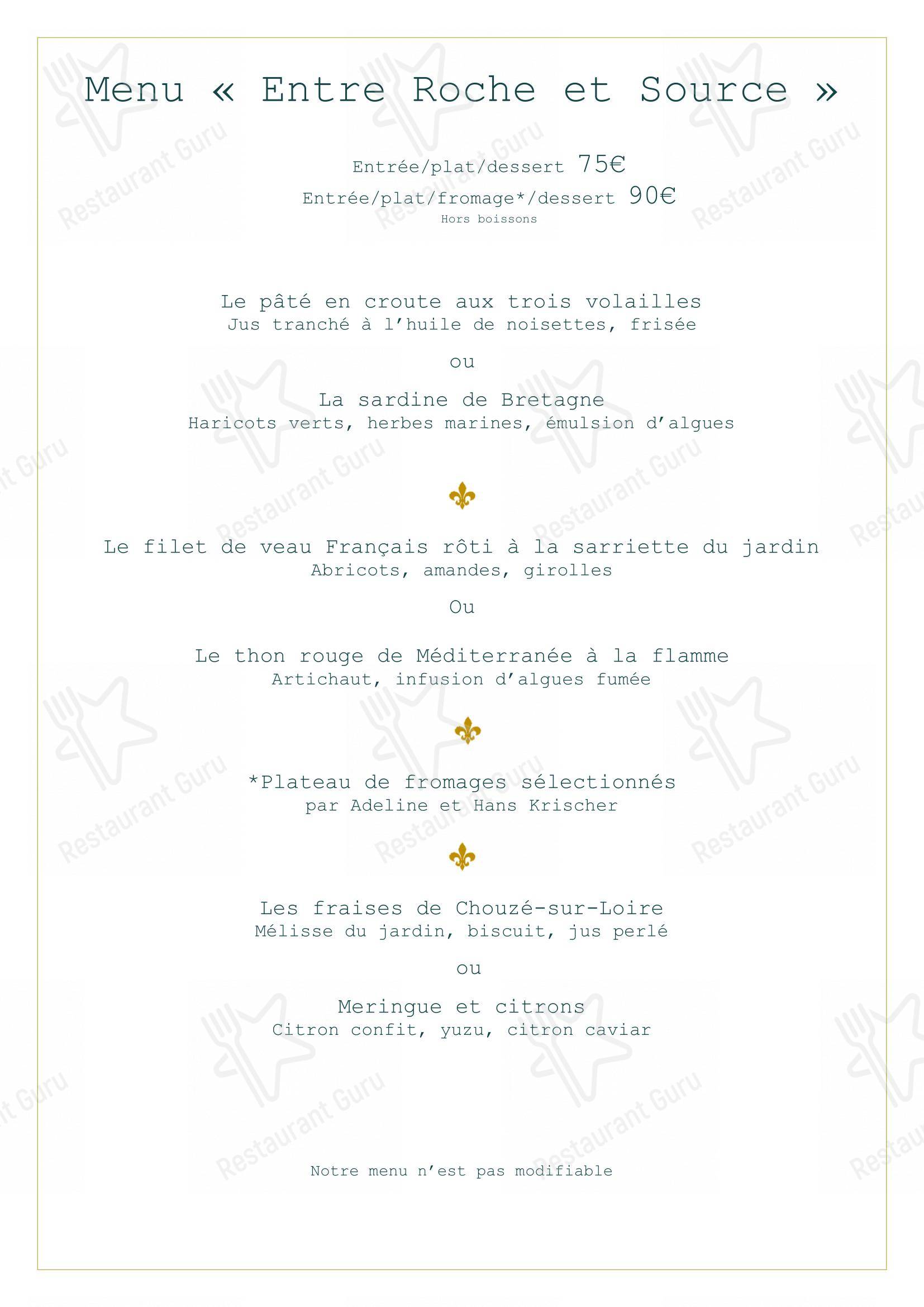 Menu pour La Roche Le Roy dans Tours