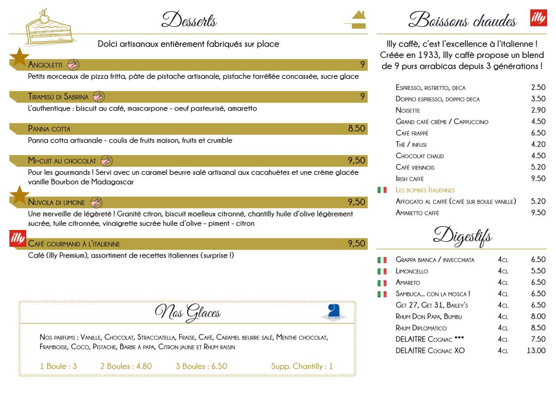 Menu de La Storia