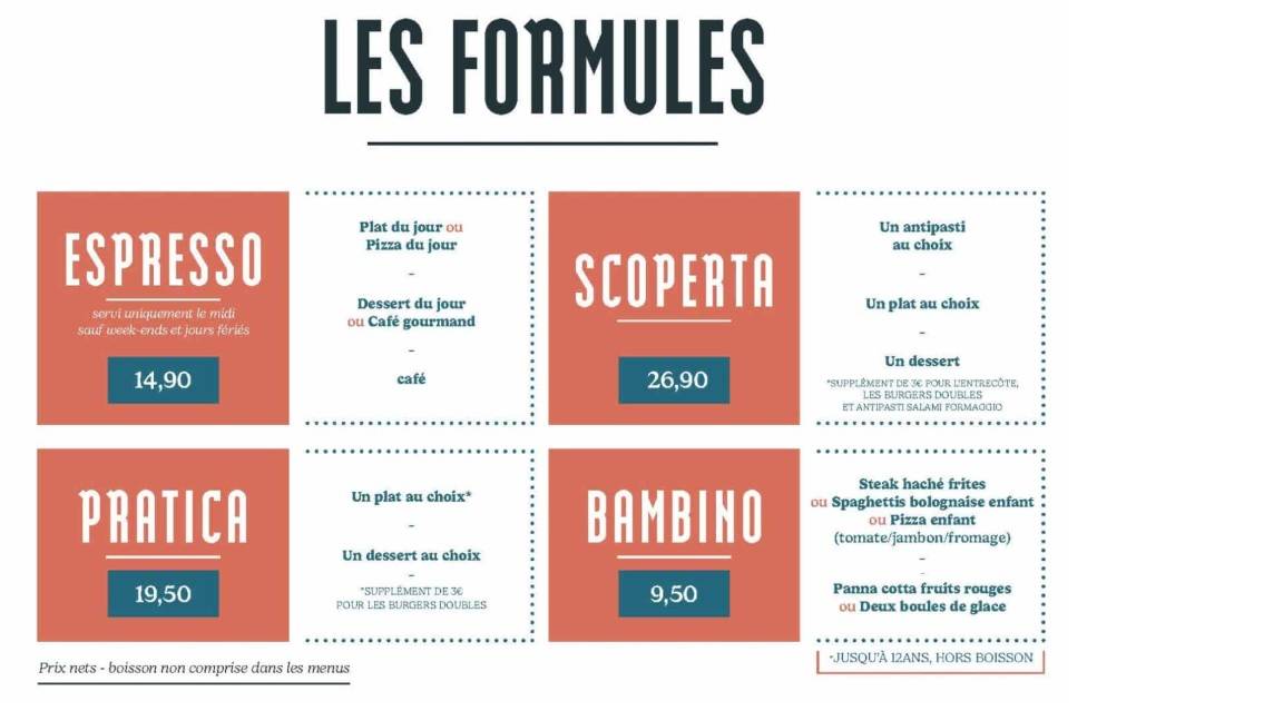 Menu de La Scala