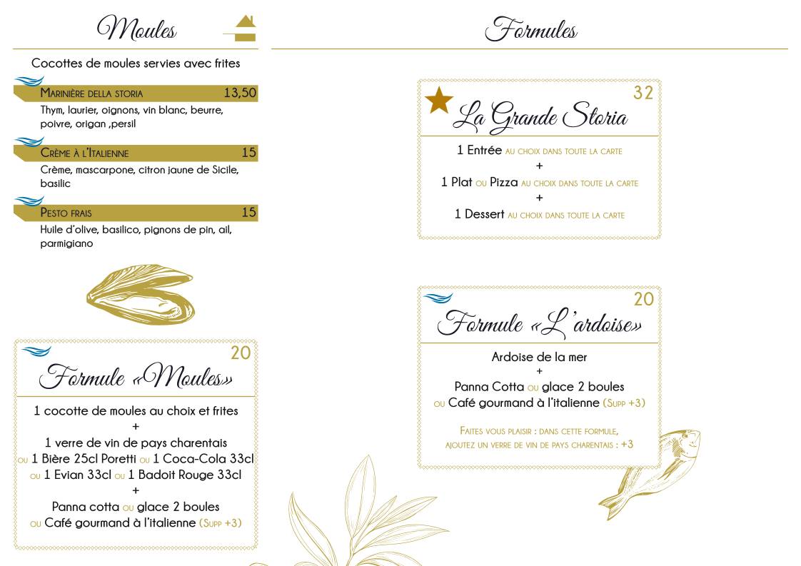 Menu de La Storia