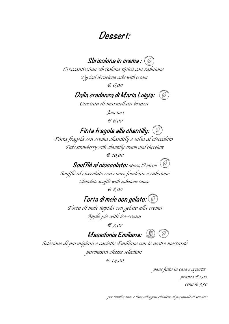 Menu di La Table 