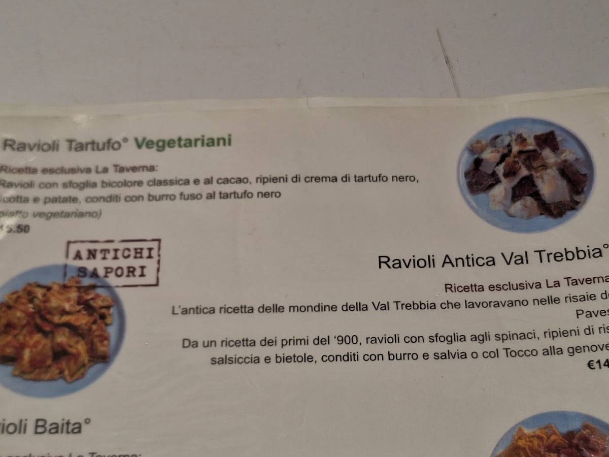 Menu di La Taverna Val Trebbia 
