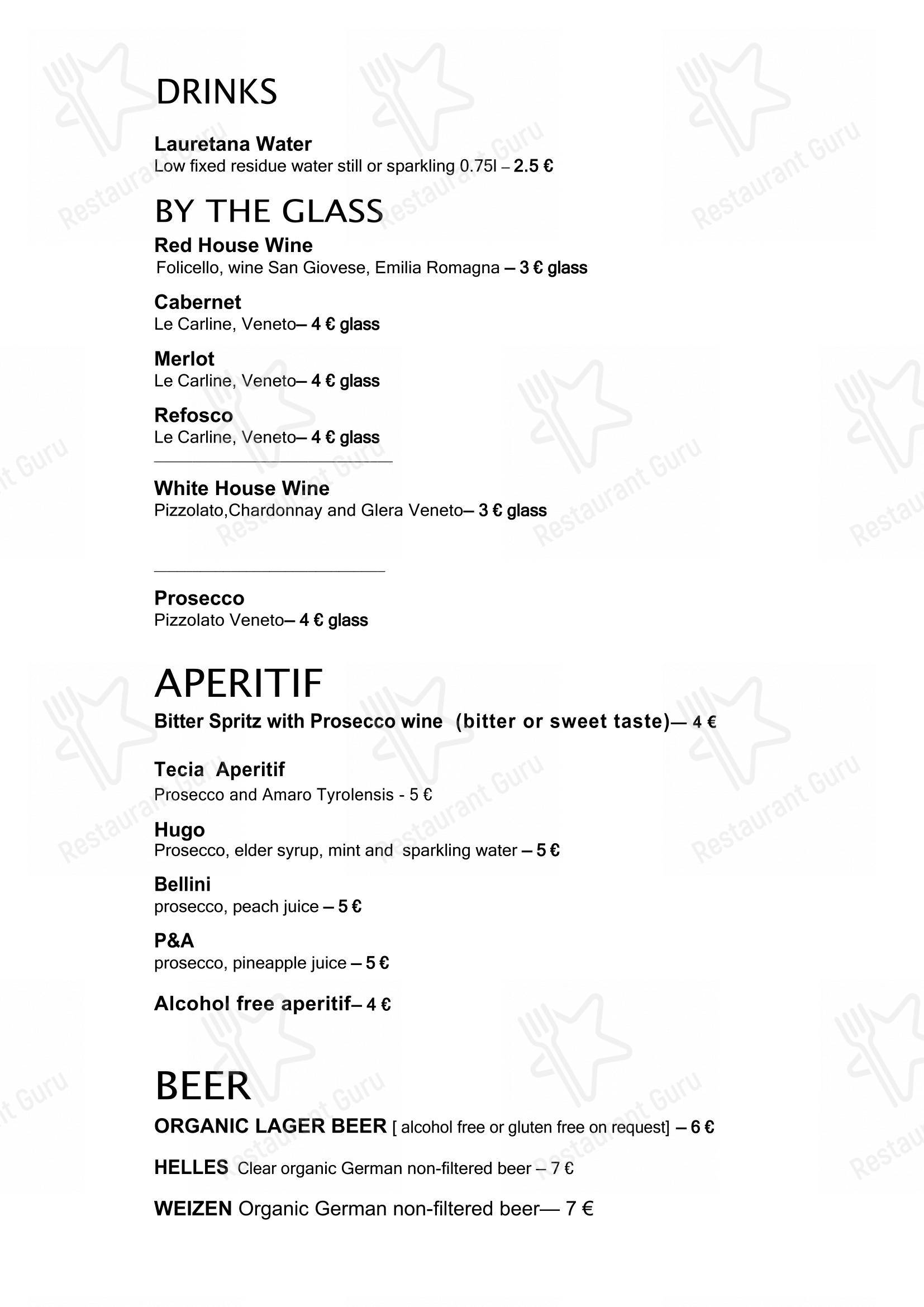 Menu di La Tecia Vegana - Menu bar