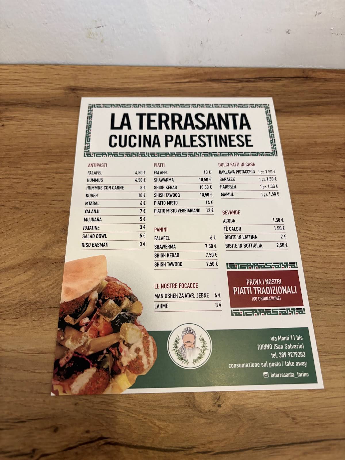 Menu di La Terrasanta 