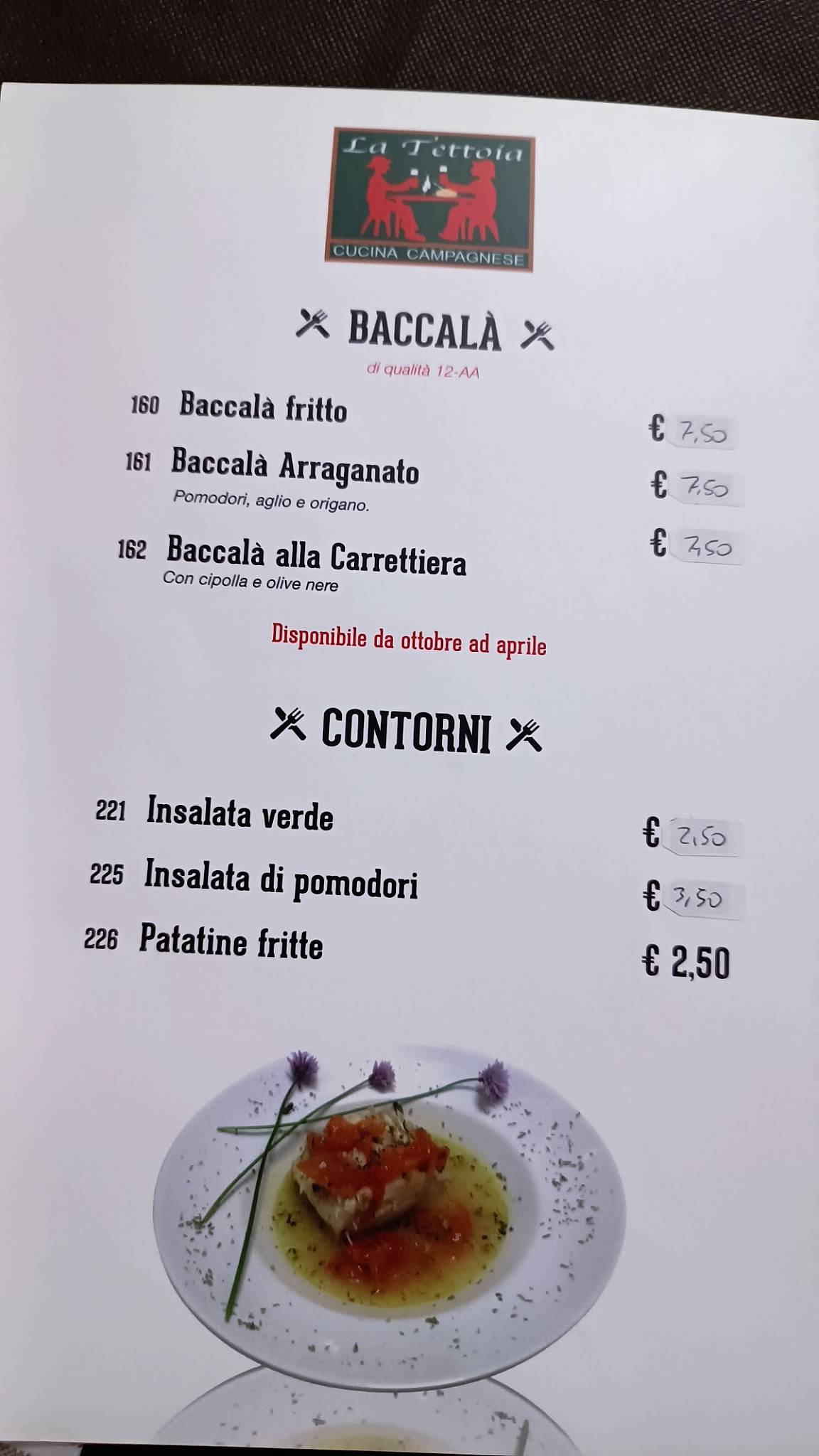 Menu di La Tettoia 