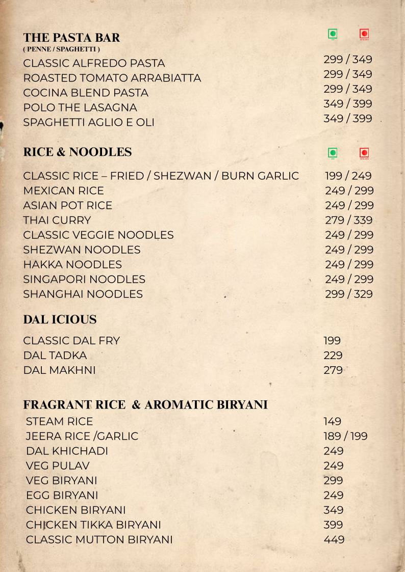 La cocina menu