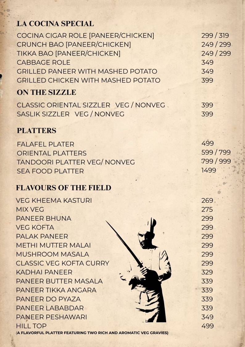 La cocina menu