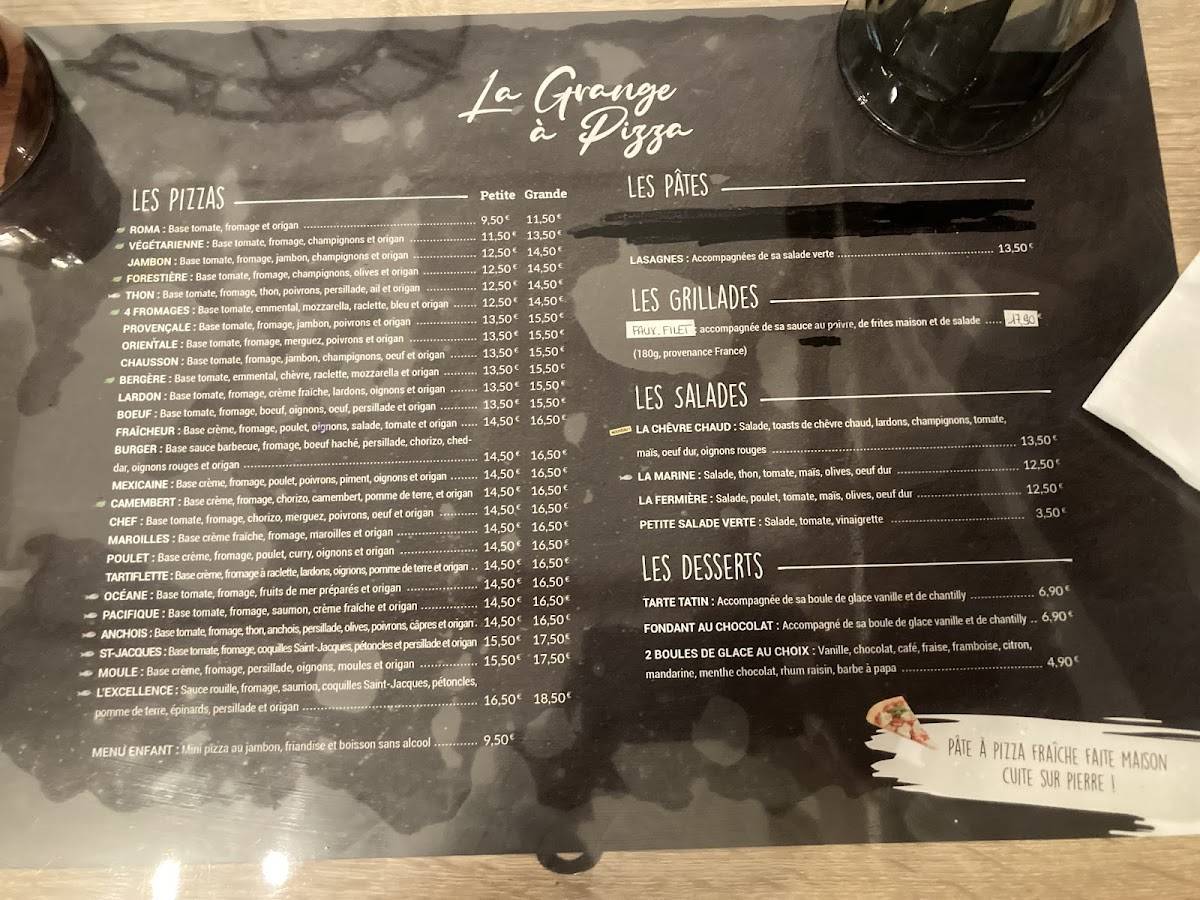 Menu de La Grange À Pizza - Brou