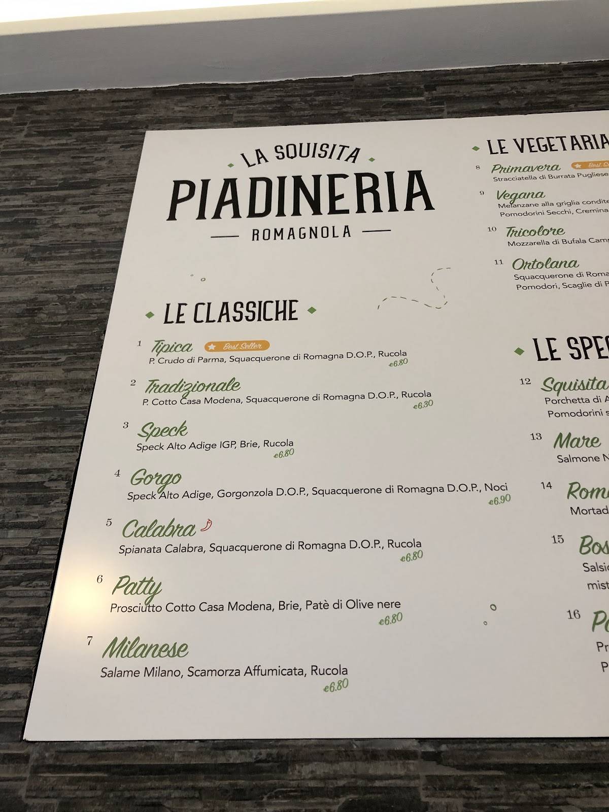 Menu di La squisita piadineria 