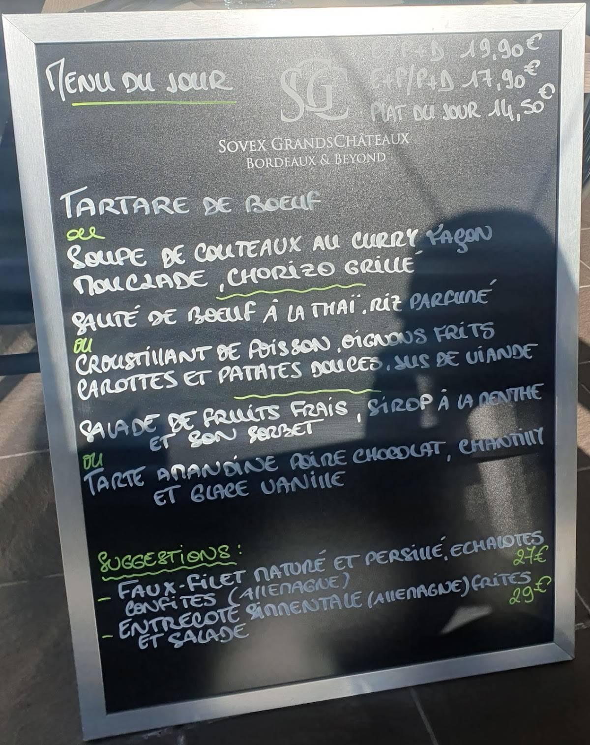 Menu de La table du pin galant