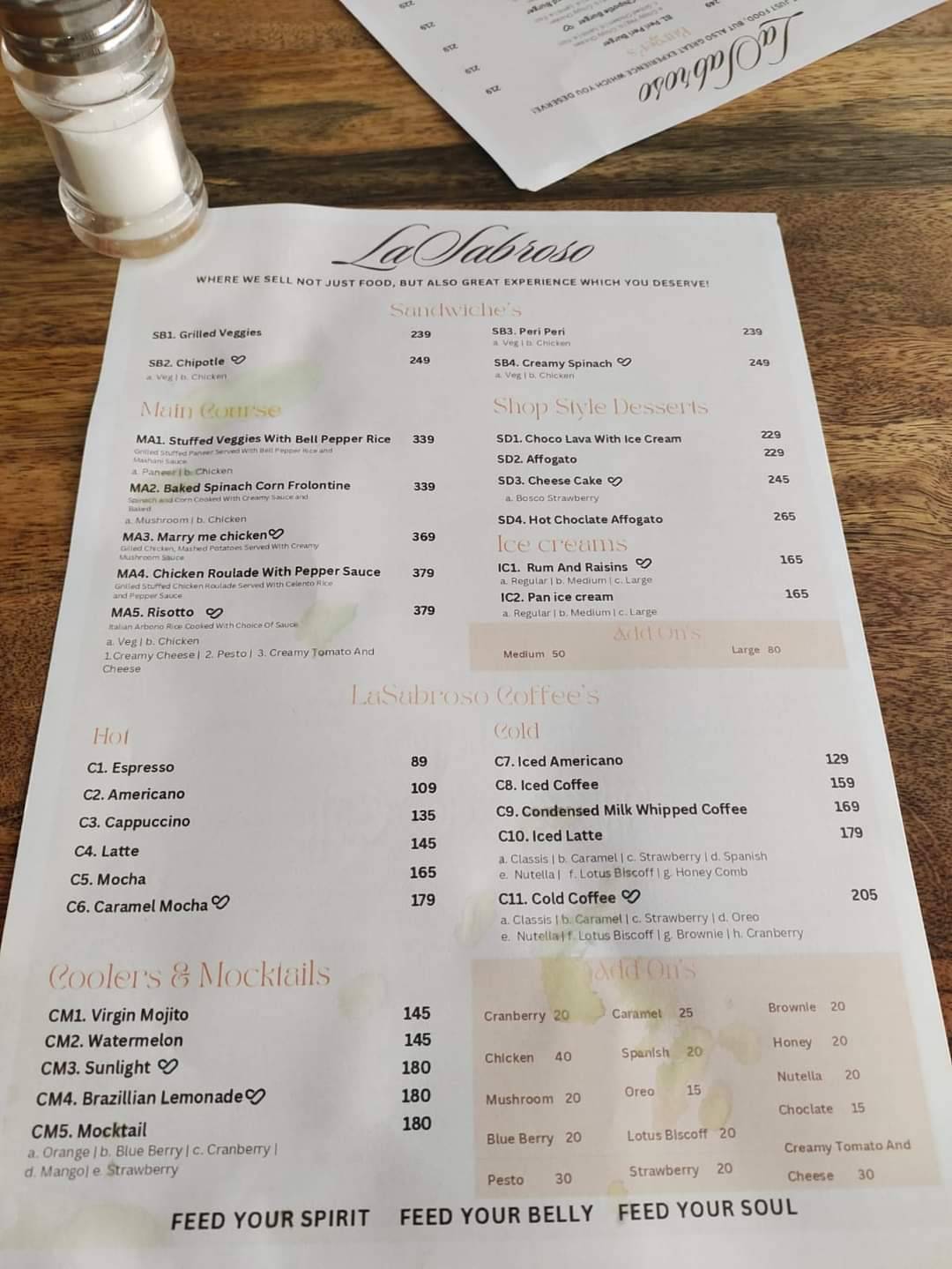 LaSabroso menu