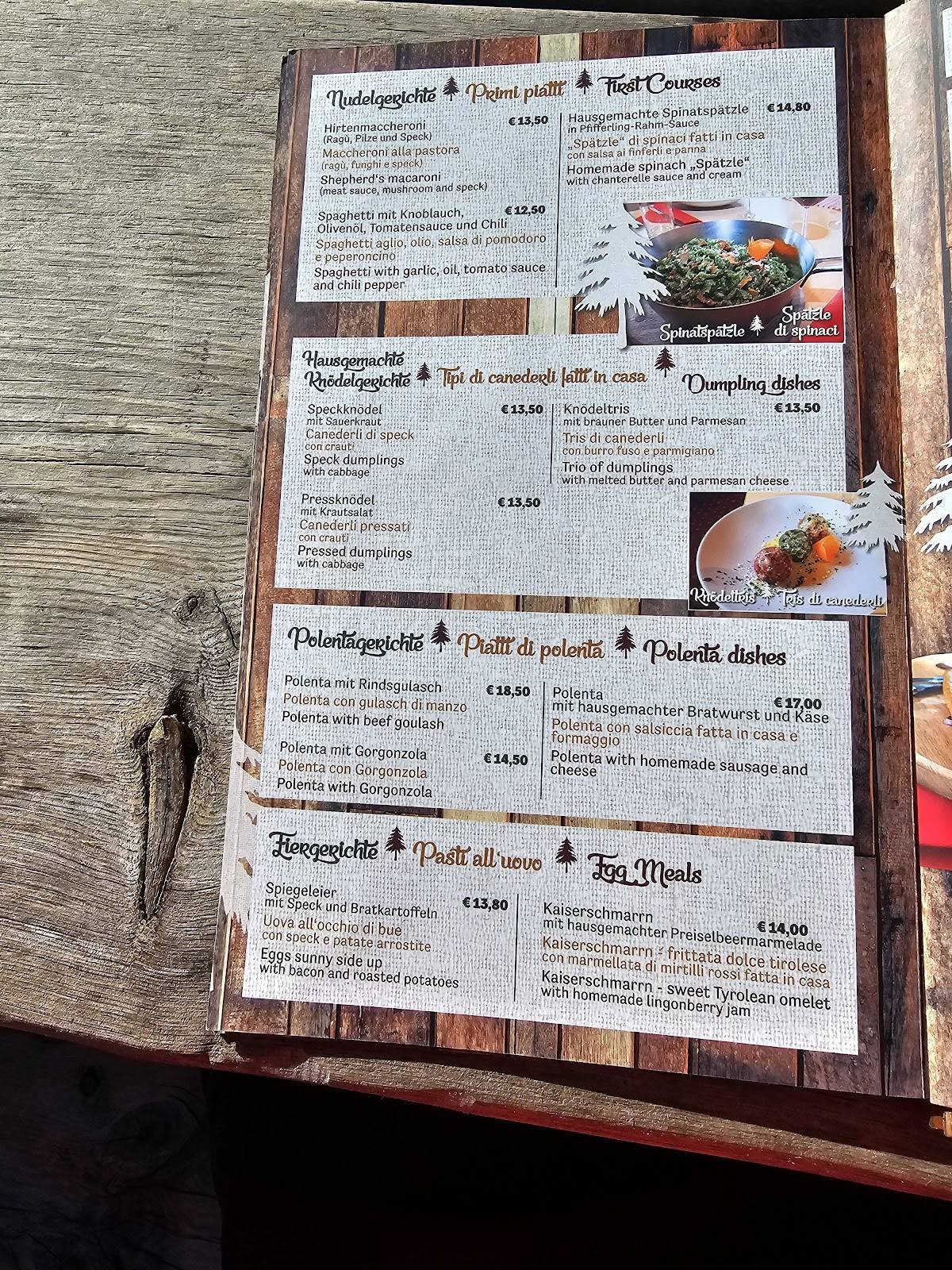 Menu di Rifugio Larice 