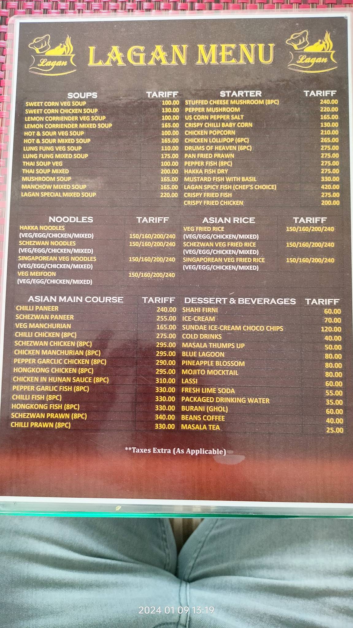 Lagan menu