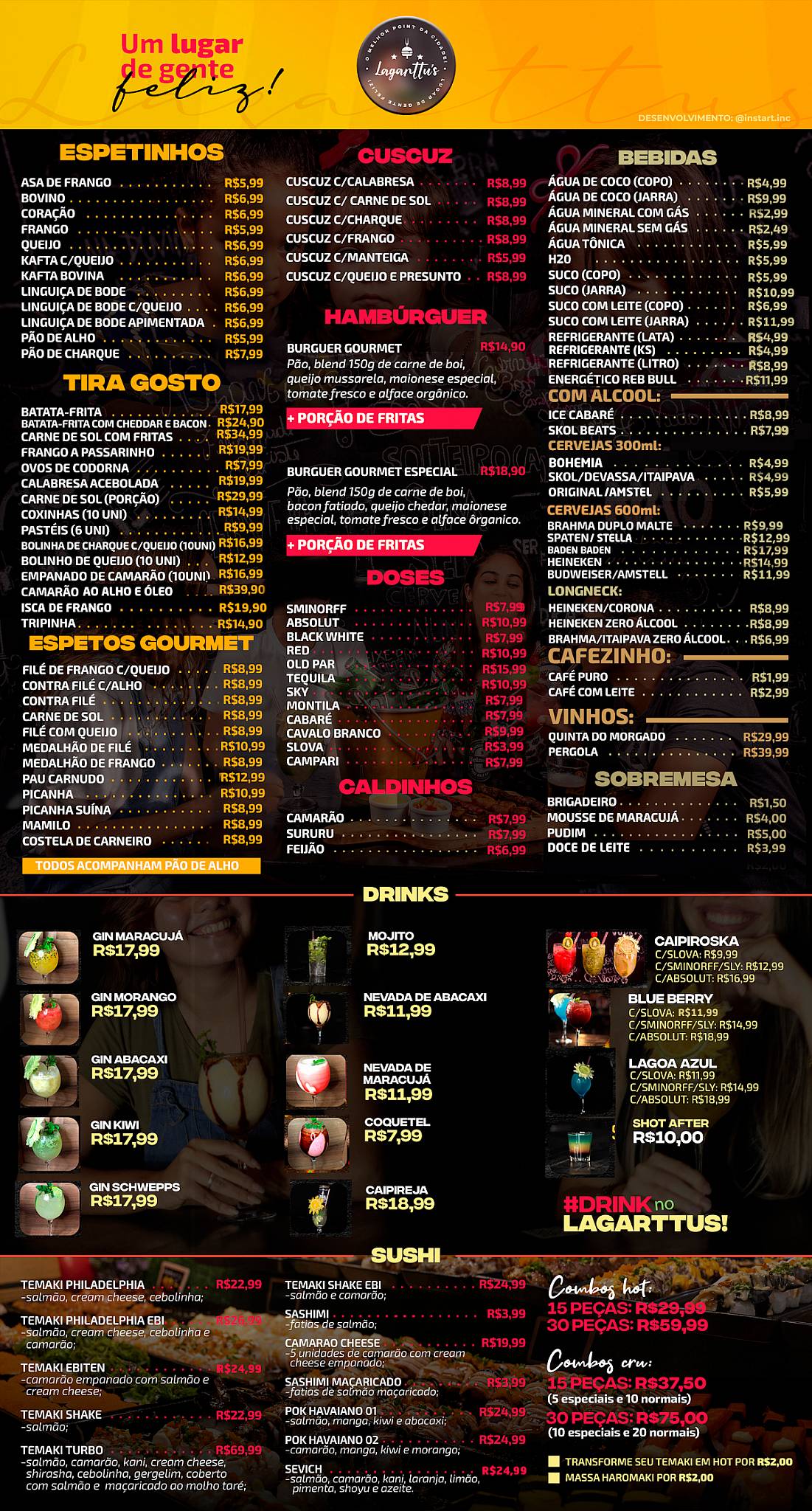 Menu em Lagarttus bar e espetaria, Lagarto