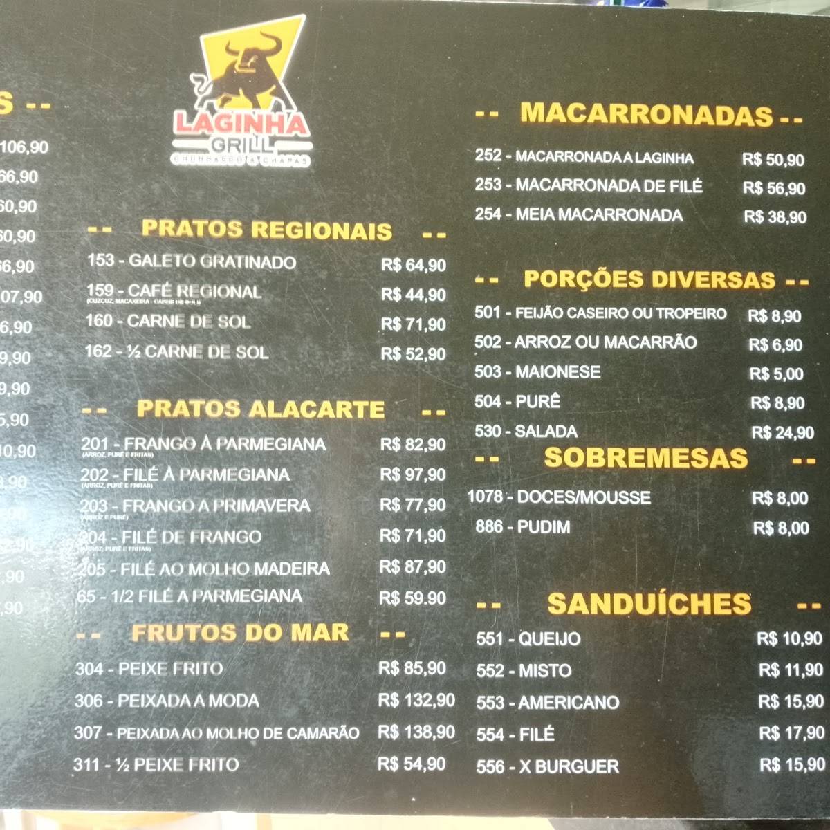 Laginha Grill cardápio