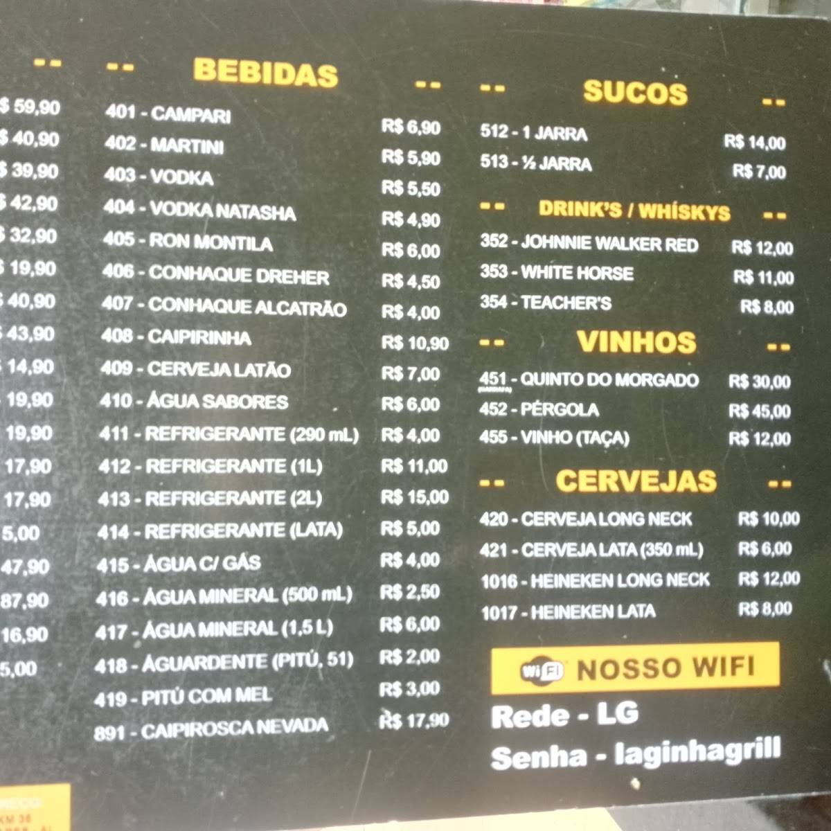 Laginha Grill cardápio