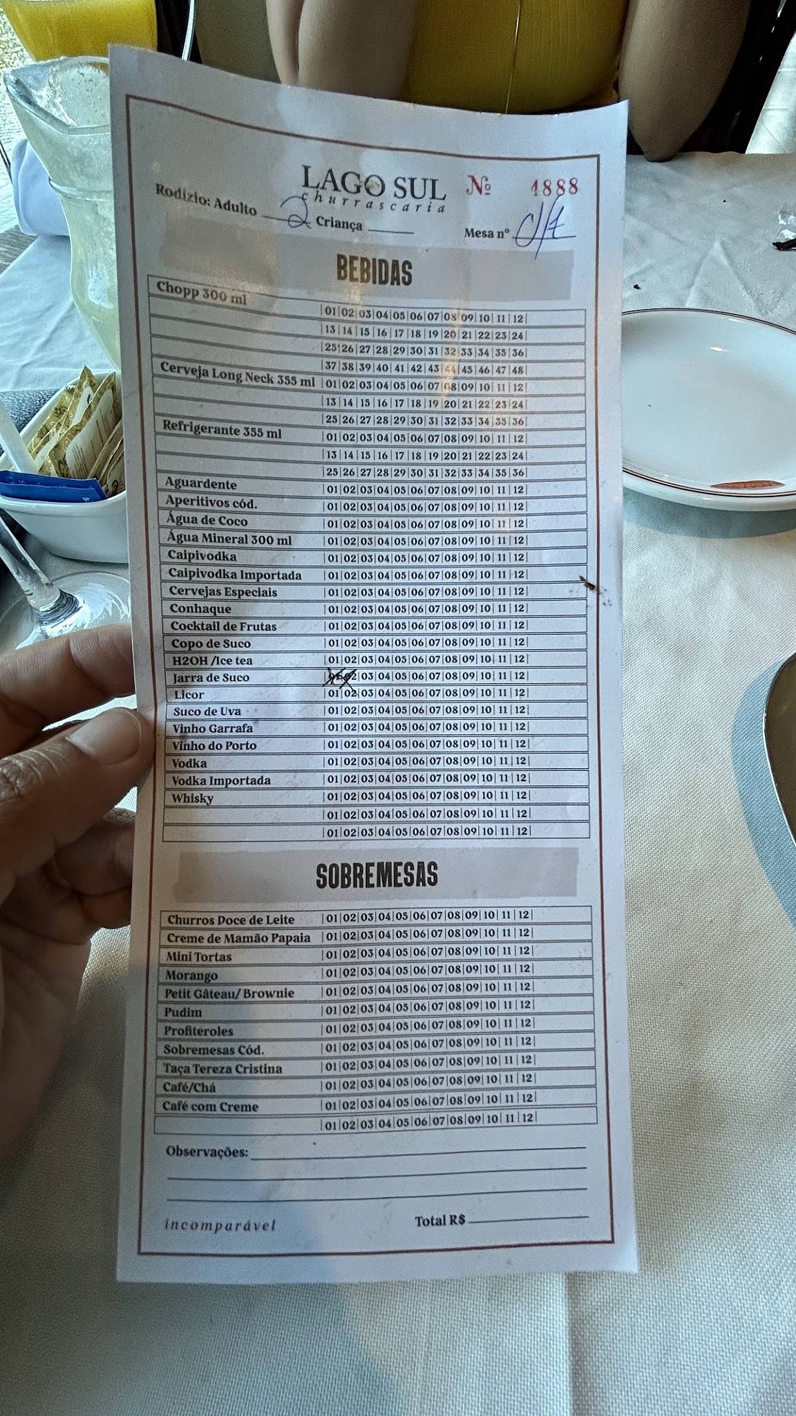 Lago Sul Churrascaria cardápio