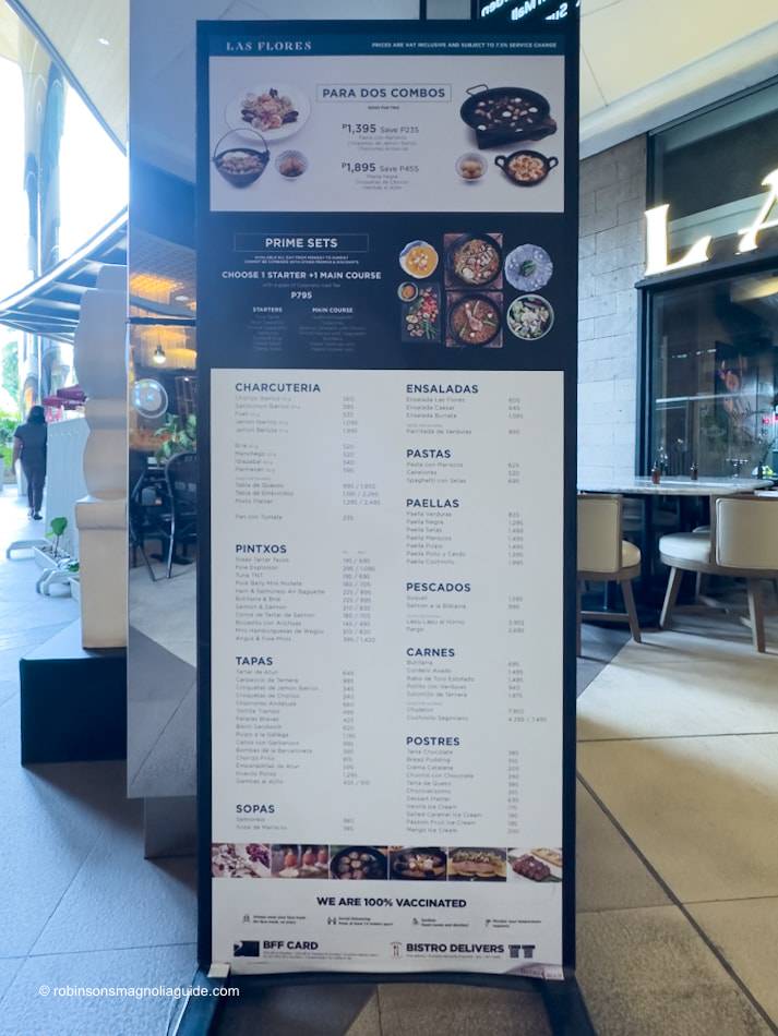 Menu At Las Flores Robinsons Magnolia Restaurant Quezon City