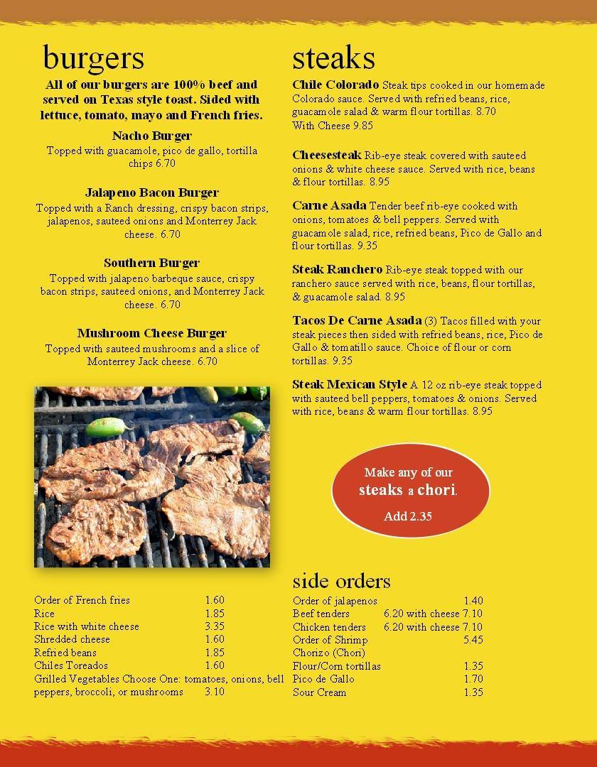 Menu at Las Lomas Restaurante Mexicano, Dyersburg