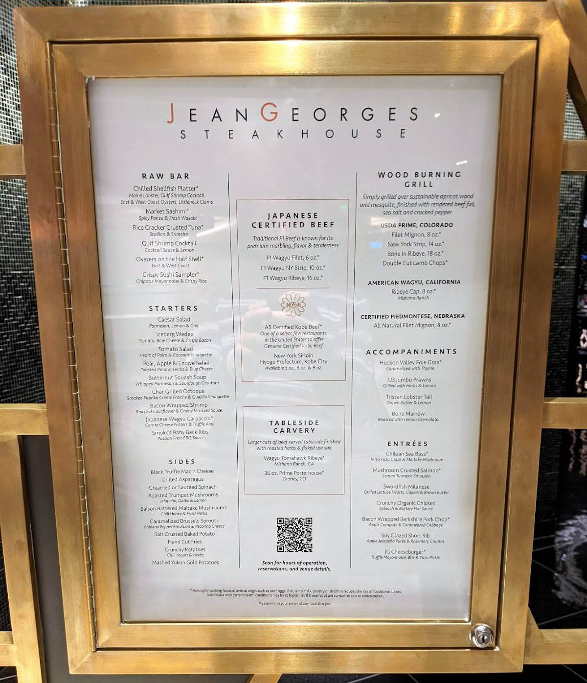 Menu At Jean Georges Steakhouse Las Vegas