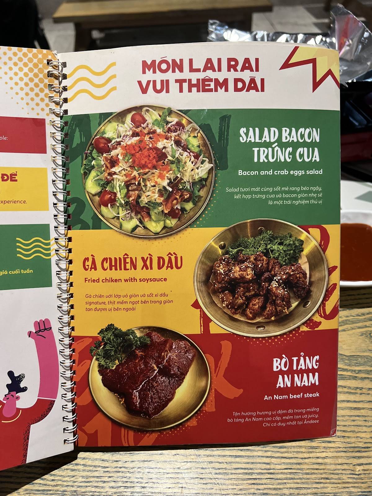 Menu at ĂnDeee WeeKend restaurant, Ho Chi Minh City
