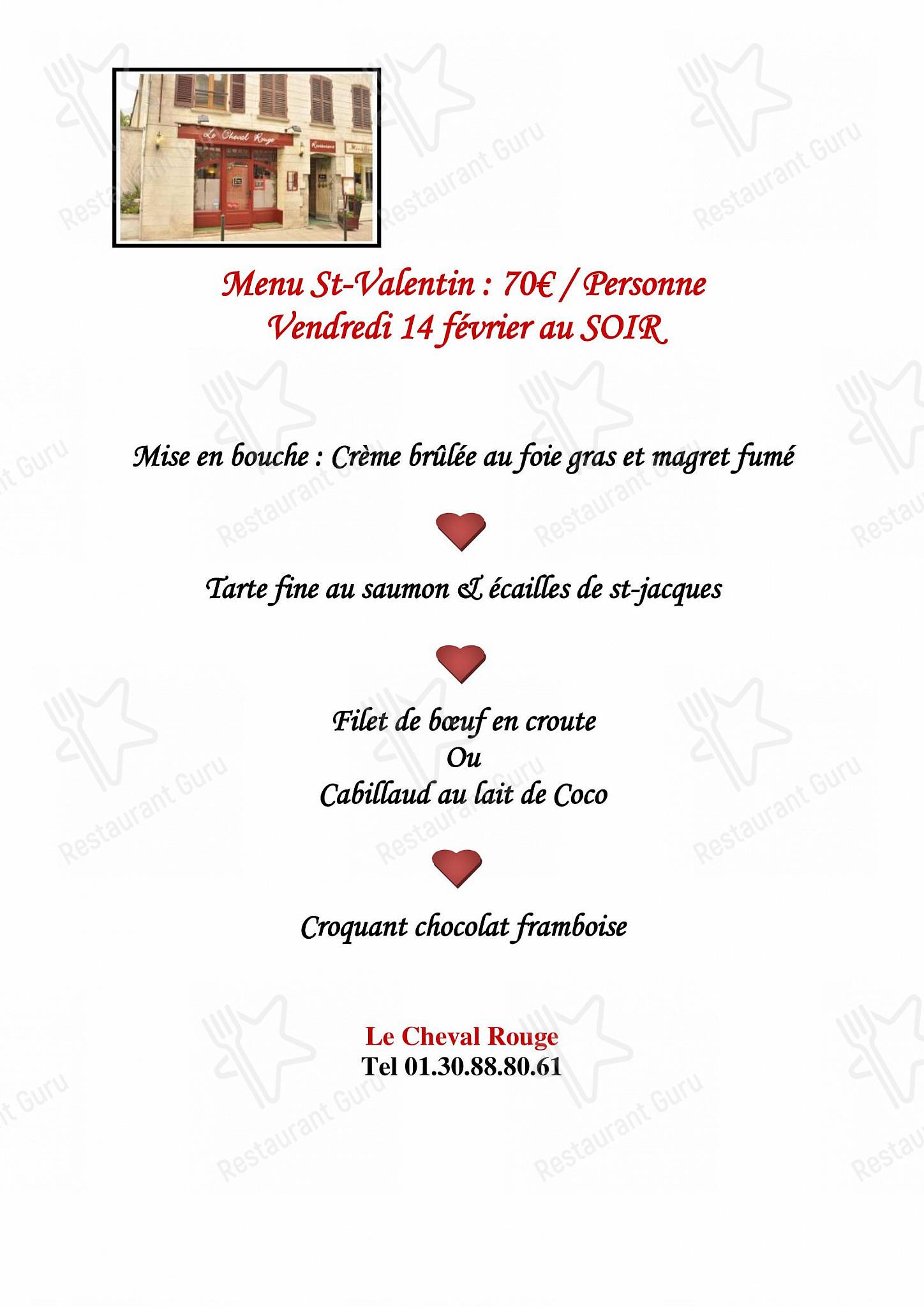 Découvrez le menu pour Le Cheval Rouge