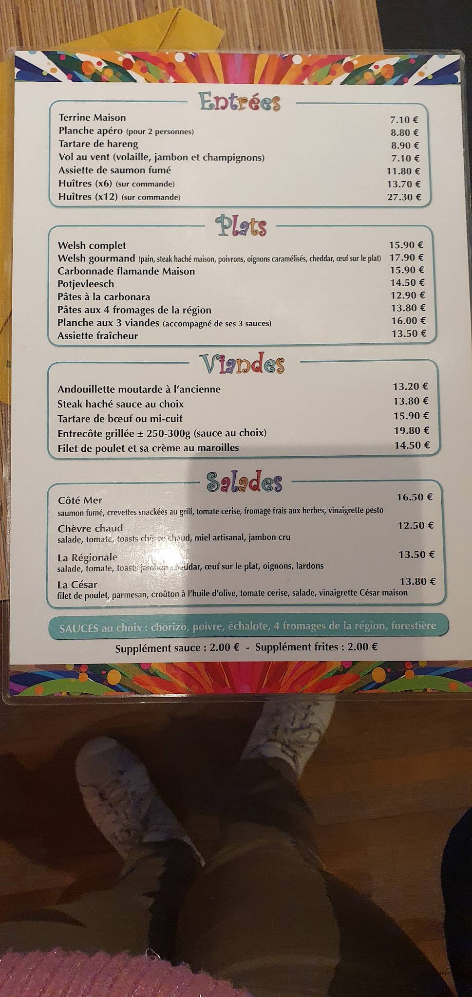 Menu de Le Clet'che