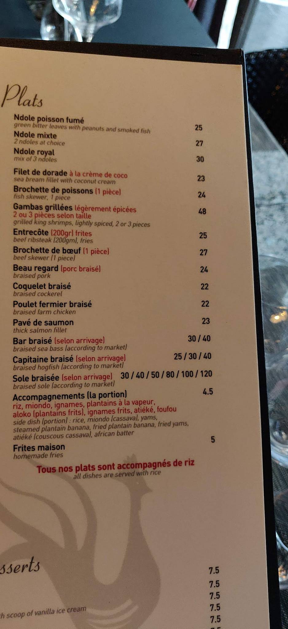 Le coq menu best sale