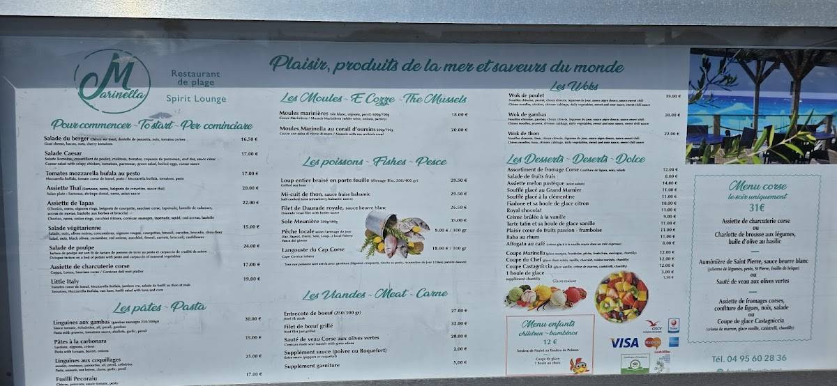 Menu de Le Marinella