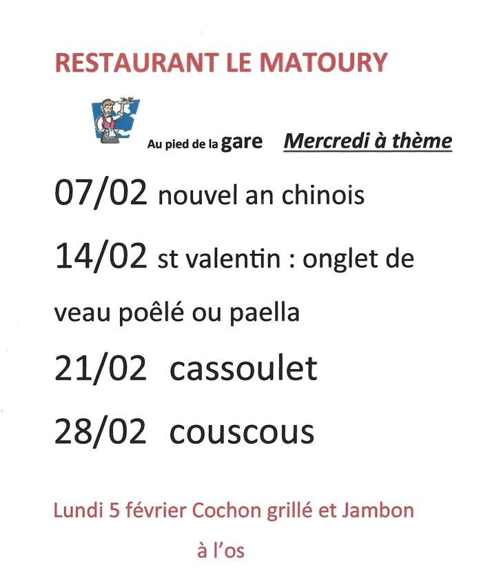 Menu de Le Matoury