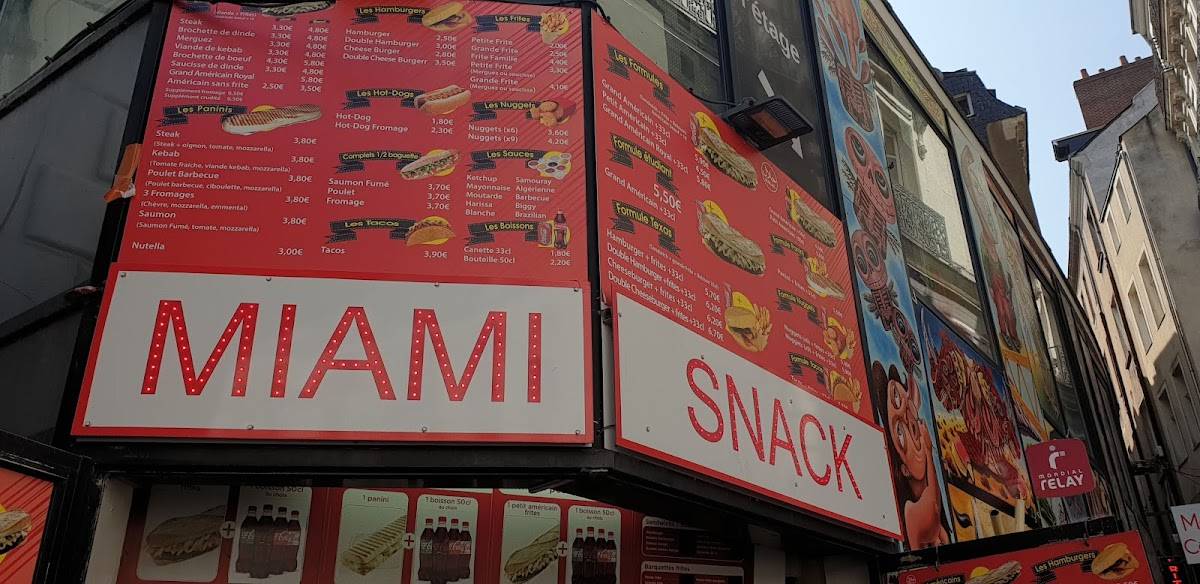 Menu de Le Miami