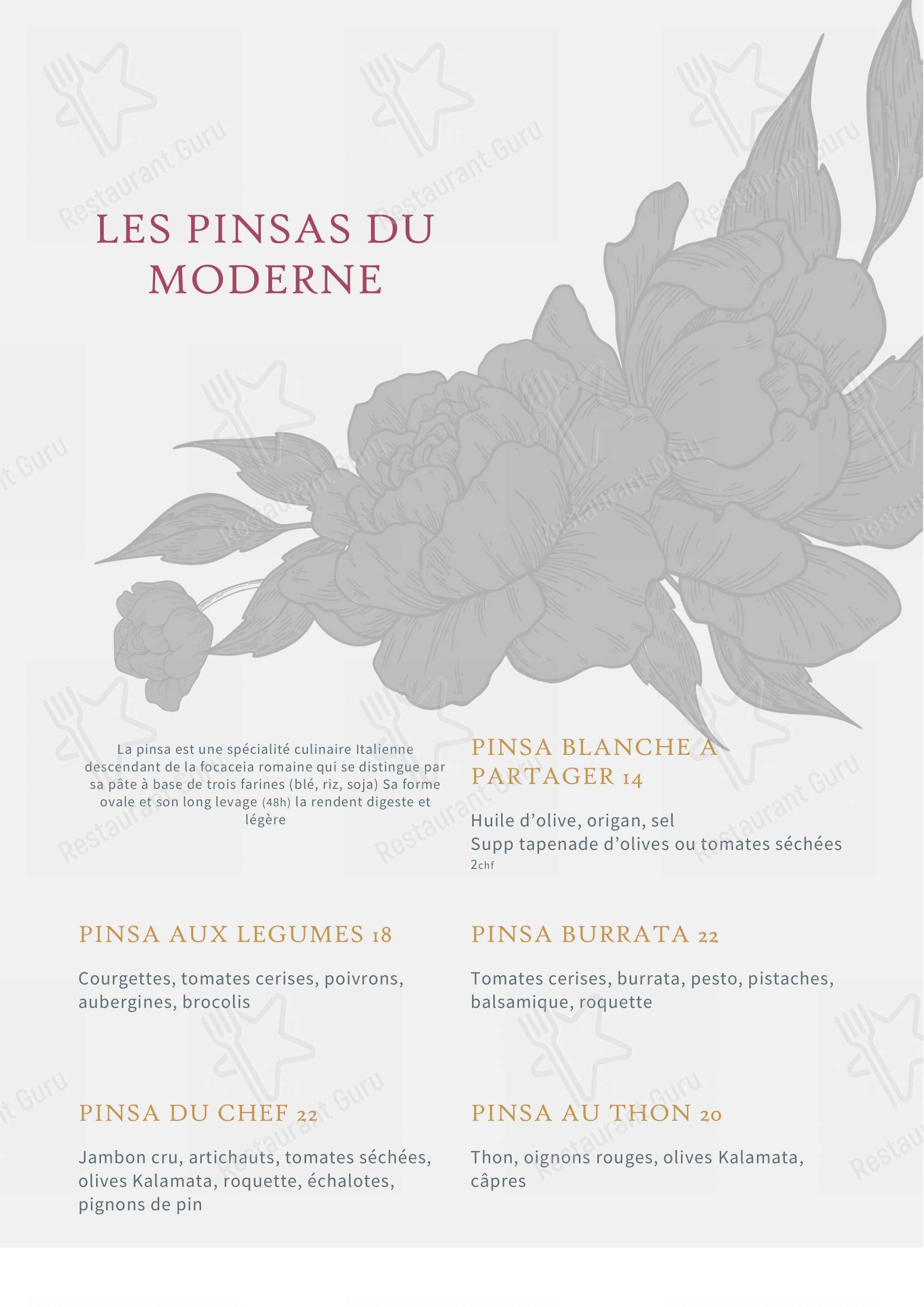 Le Moderne in Bulle - Menu bar