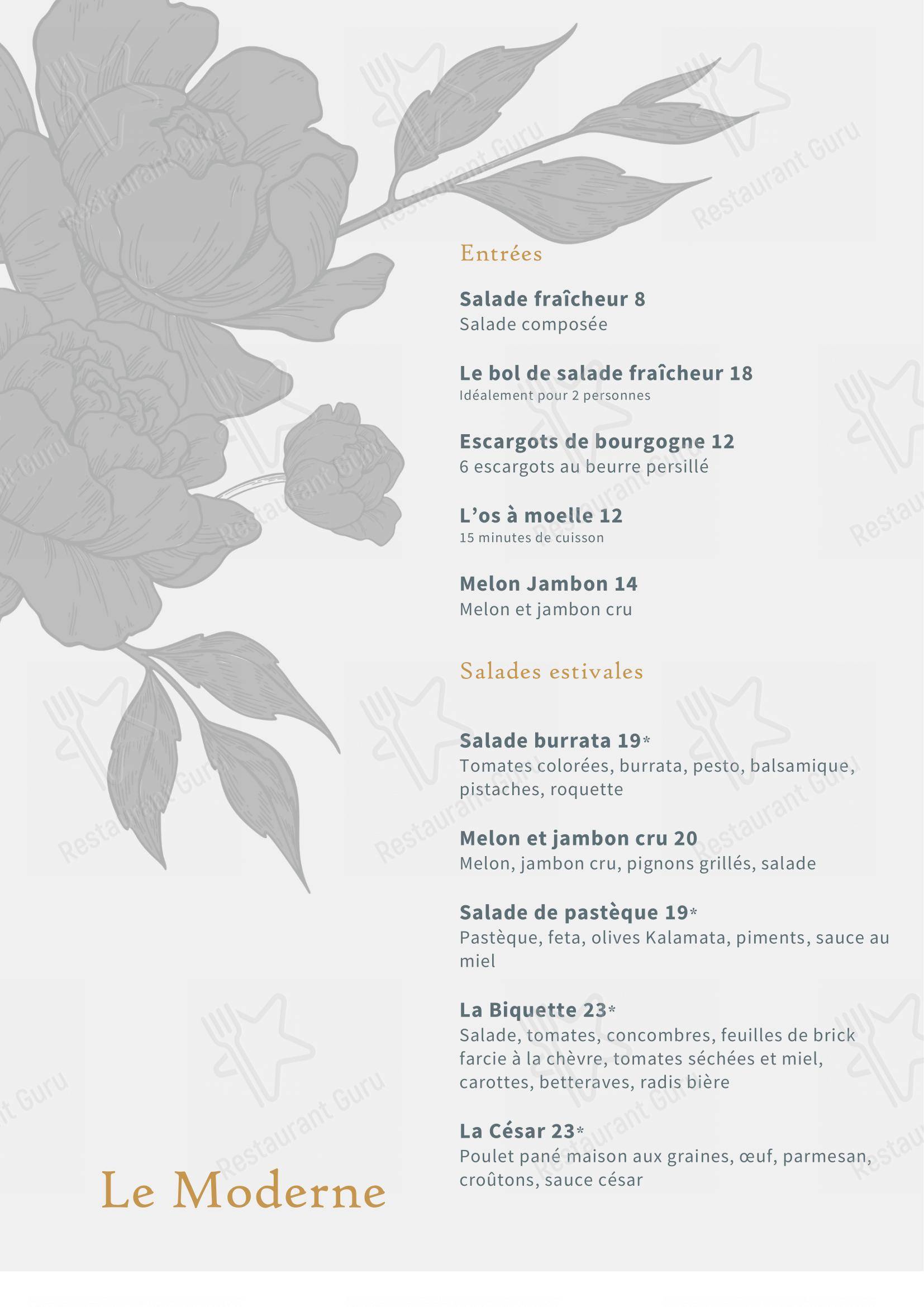 Le Moderne in Bulle - Menu bar