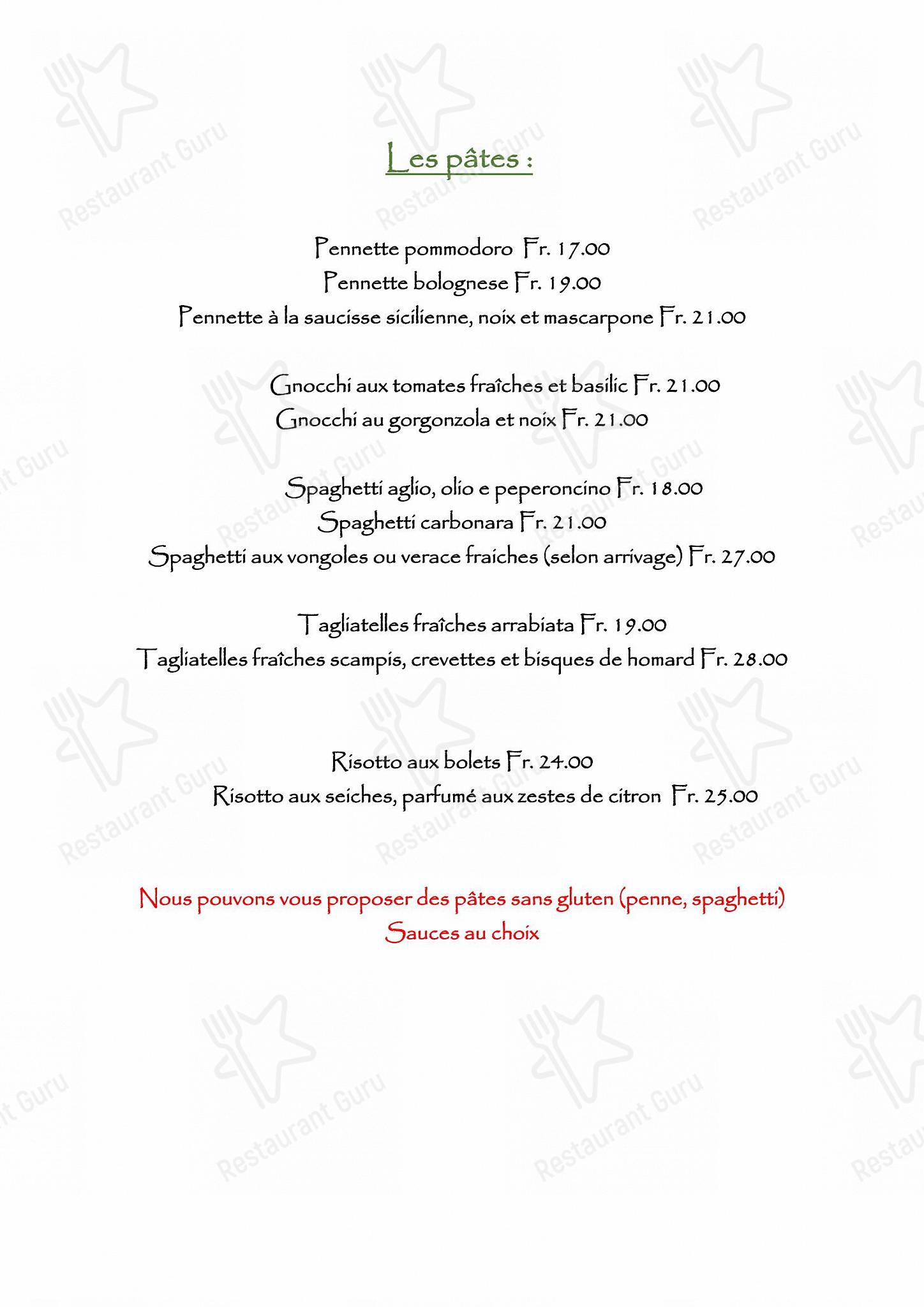 Dinner Menu per Restaurant Tennis Club de Champel in Veyrier