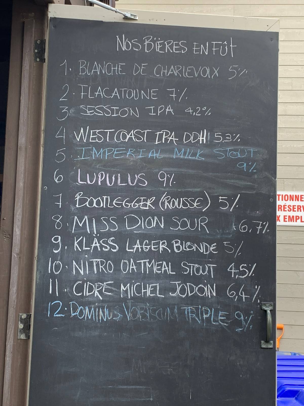 Menu au Le SaintPub Microbrasserie Charlevoix, BaieSaintPaul